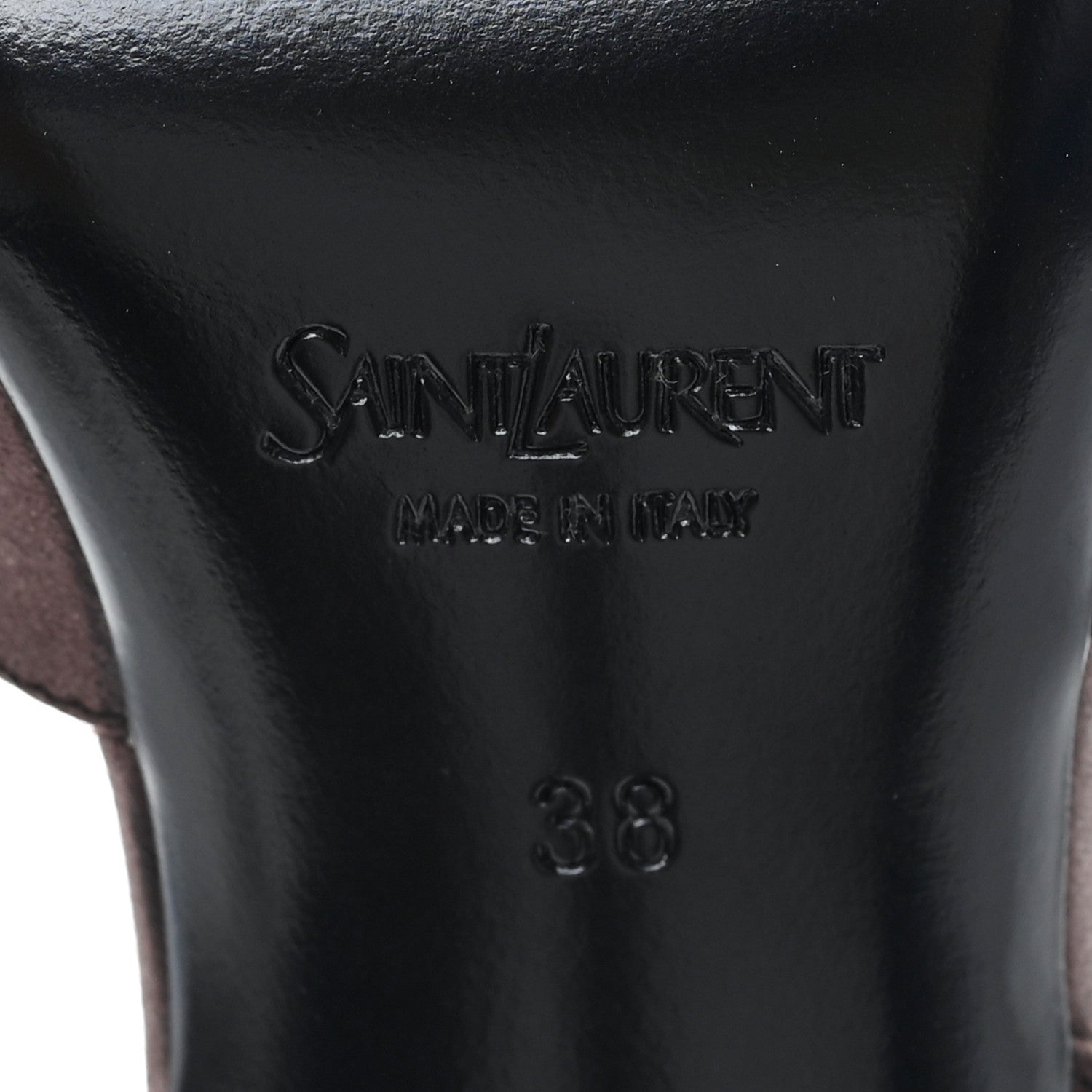 Saint Laurent Silk Satin Aimee 110 Slingback Pumps 38 Black Brown 7 of 11