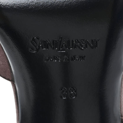 Saint Laurent Silk Satin Aimee 110 Slingback Pumps 38 Black Brown 7 of 11