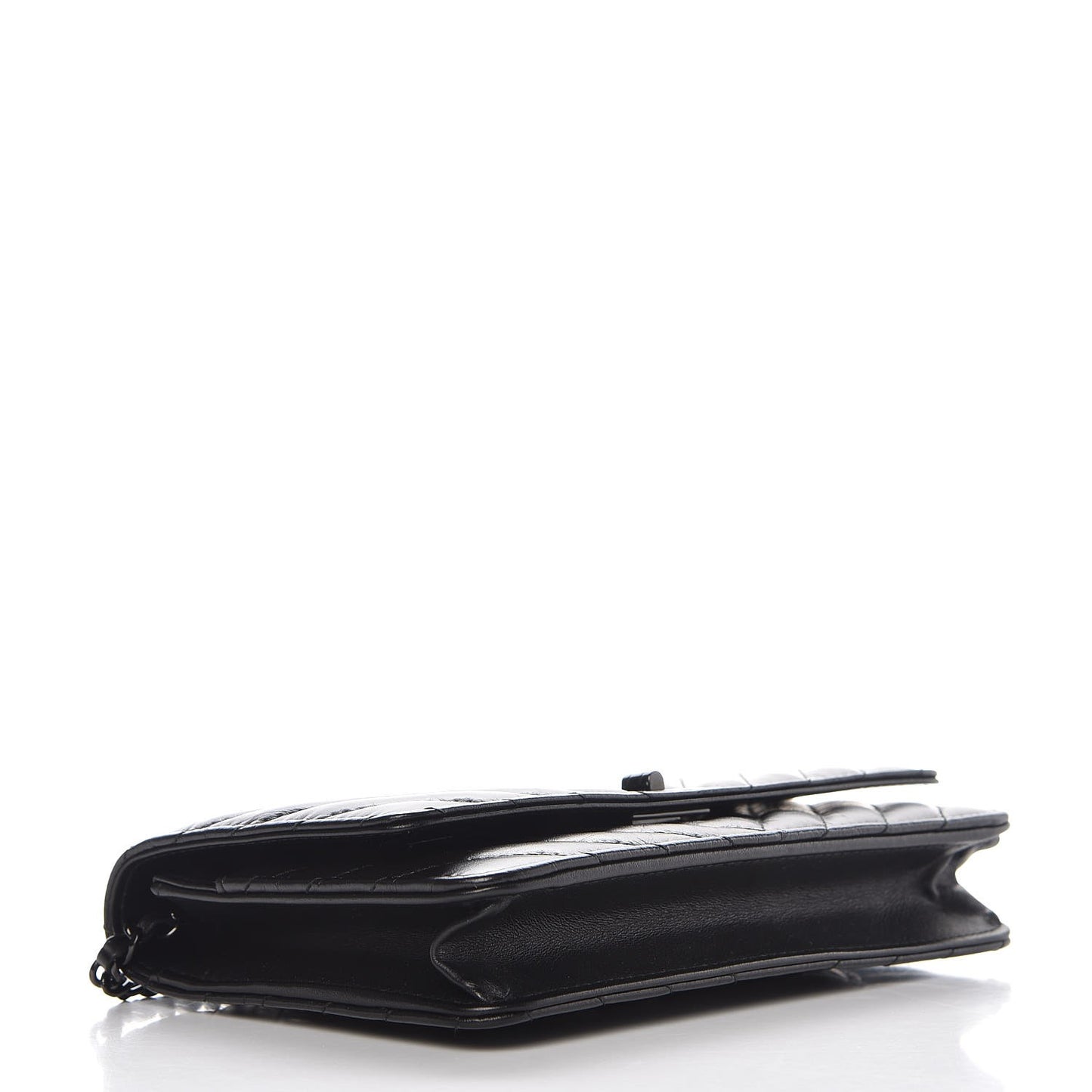 Aged Calfskin Chevron Quilted Reissue Wallet On Chain WOC So Black