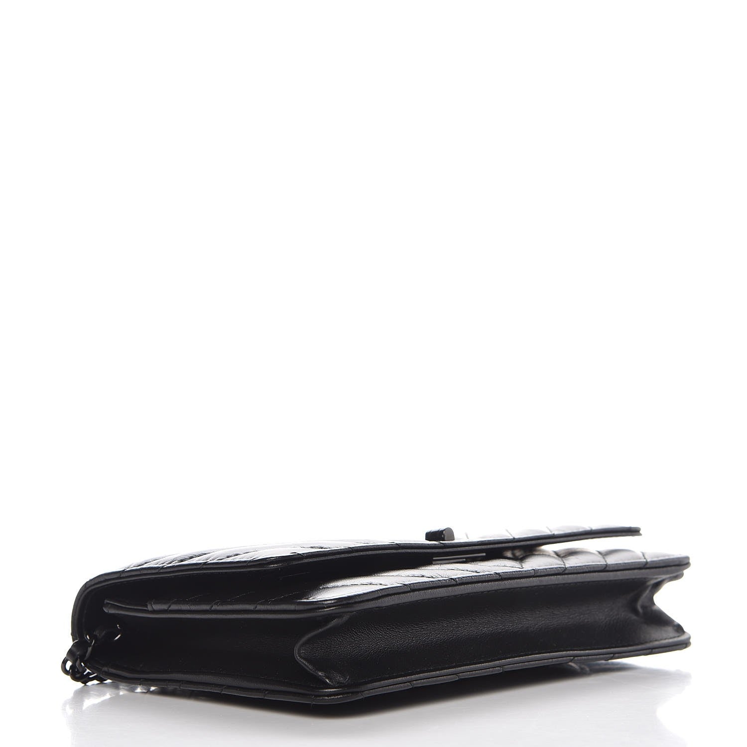 Chanel Aged Calfskin Chevron Quilted Reissue Wallet On Chain WOC So Black 4 of 9