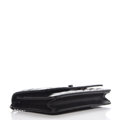 Chanel Aged Calfskin Chevron Quilted Reissue Wallet On Chain WOC So Black 4 of 9