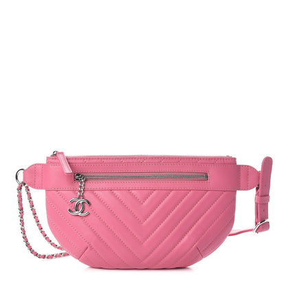 Chanel Lambskin Chevron Quilted Waist Belt Bag Pink 1 of 10