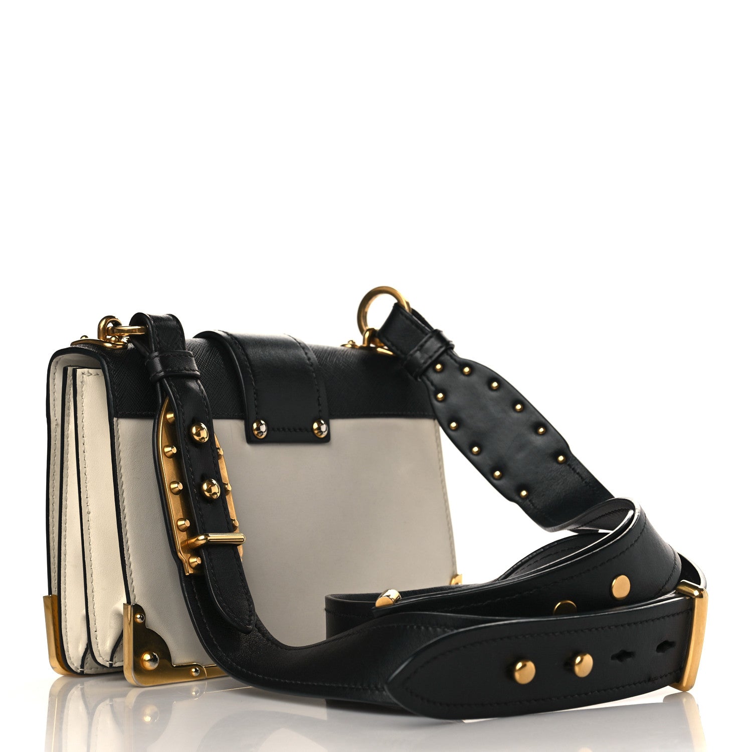 Prada City Calf Saffiano Cahier Bag Talco Black 2 of 7