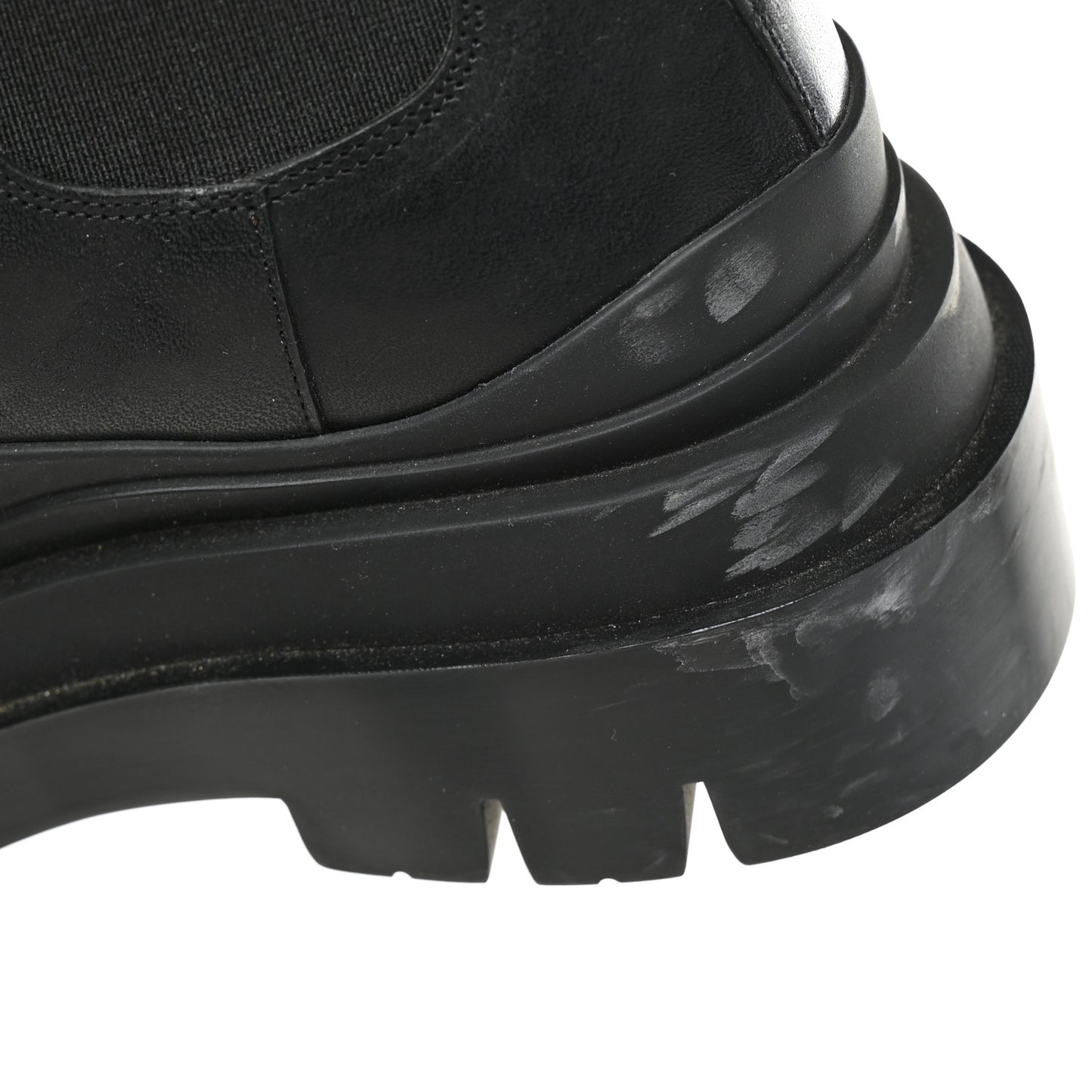 Calfskin The Tire Cropped Chelsea Short Boots 35.5 Black