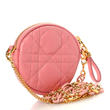 Christian Dior Lambskin Mini Cannage Round Caro Crossbody Pouch Peach Blossom Pink 3 of 8