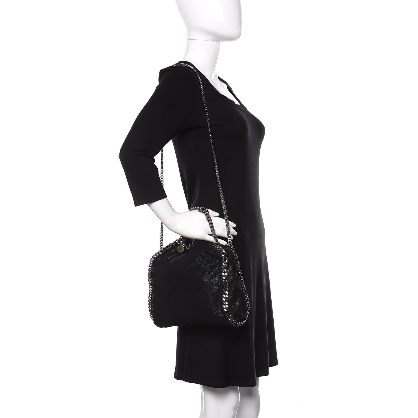 Shaggy Deer Mini Falabella Fold Over Tote Black