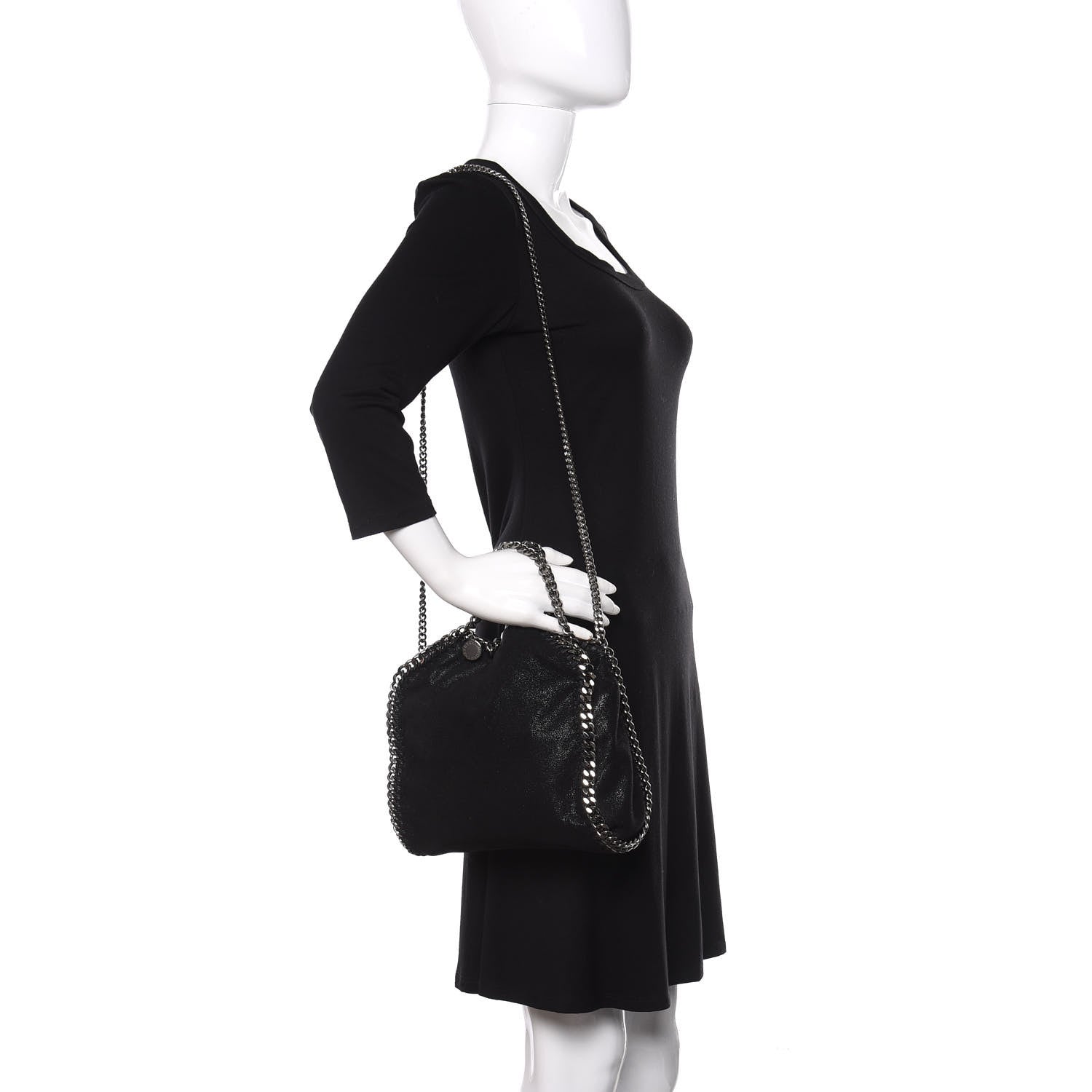 Stella McCartney Shaggy Deer Mini Falabella Fold Over Tote Black 2 of 12