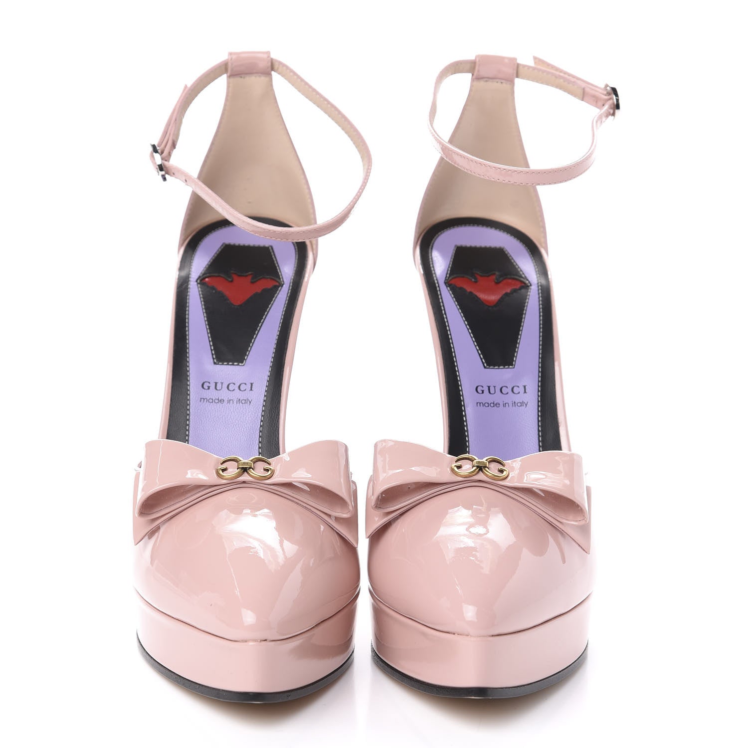 Gucci Patent Crystal GG Bow Sadie Spike Ankle Strap d'Orsay Platform High Heel Pumps 40 Perfect Pink 2 of 9