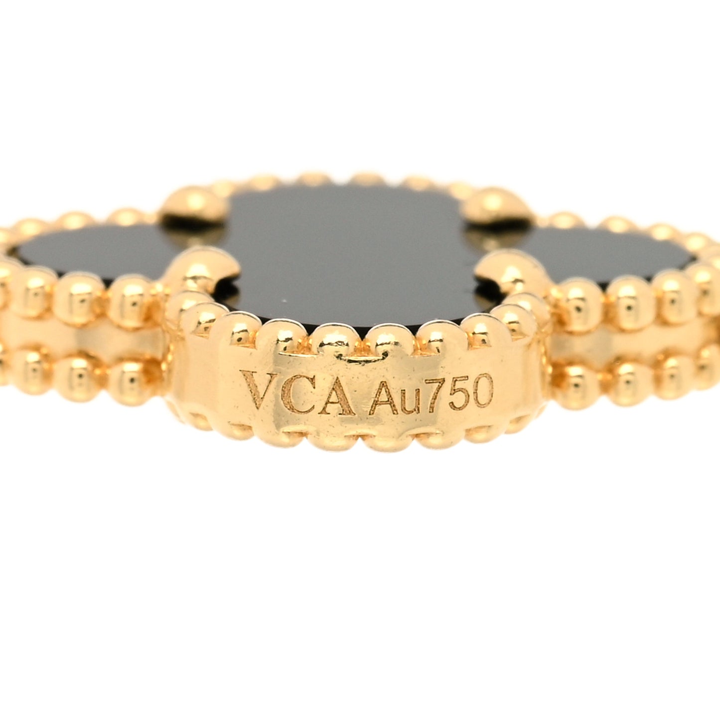 18K Yellow Gold Black Onyx 5 Motifs Vintage Alhambra Bracelet