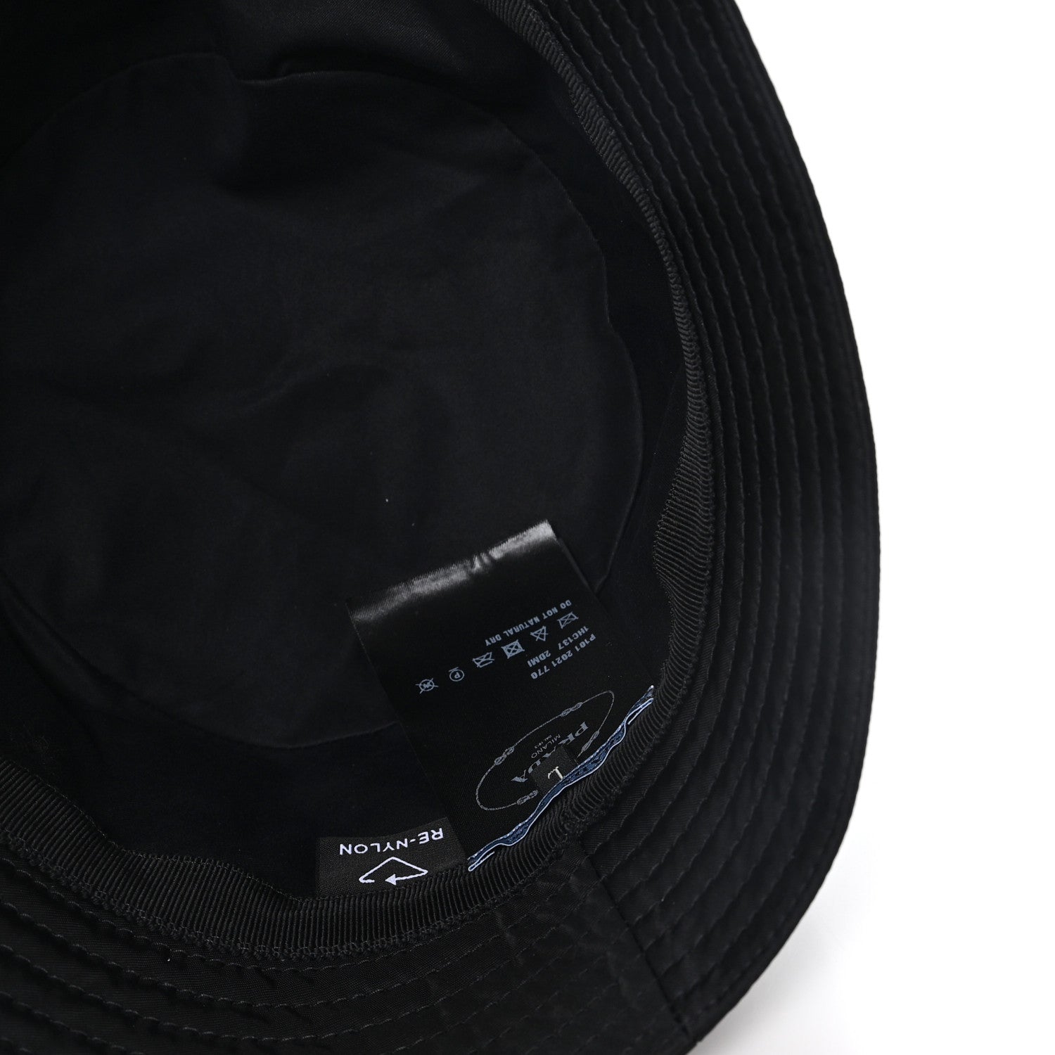 Prada Re-Nylon Metal Triangle Logo Womens Bucket Hat L Black 7 of 9