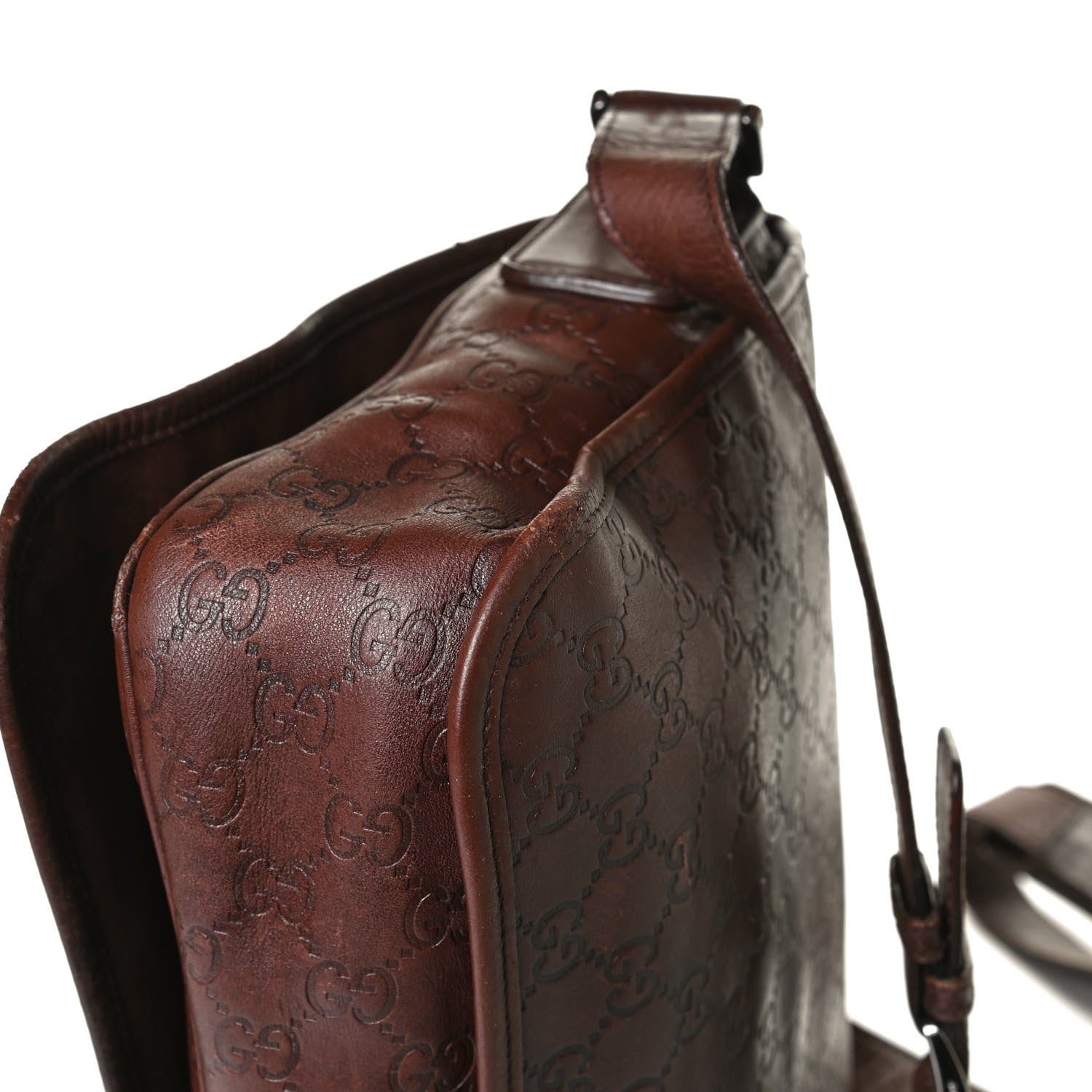 Gucci Guccissima Flap Messenger Bag Dark Brown 28 of 30