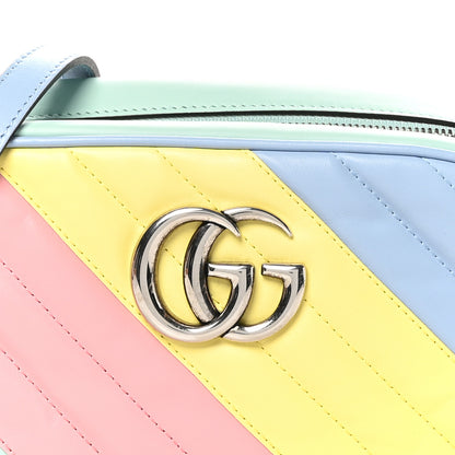 Gucci Calfskin Matelasse Diagonal Small GG Marmont Chain Shoulder Bag Multicolor Pastel 8 of 10