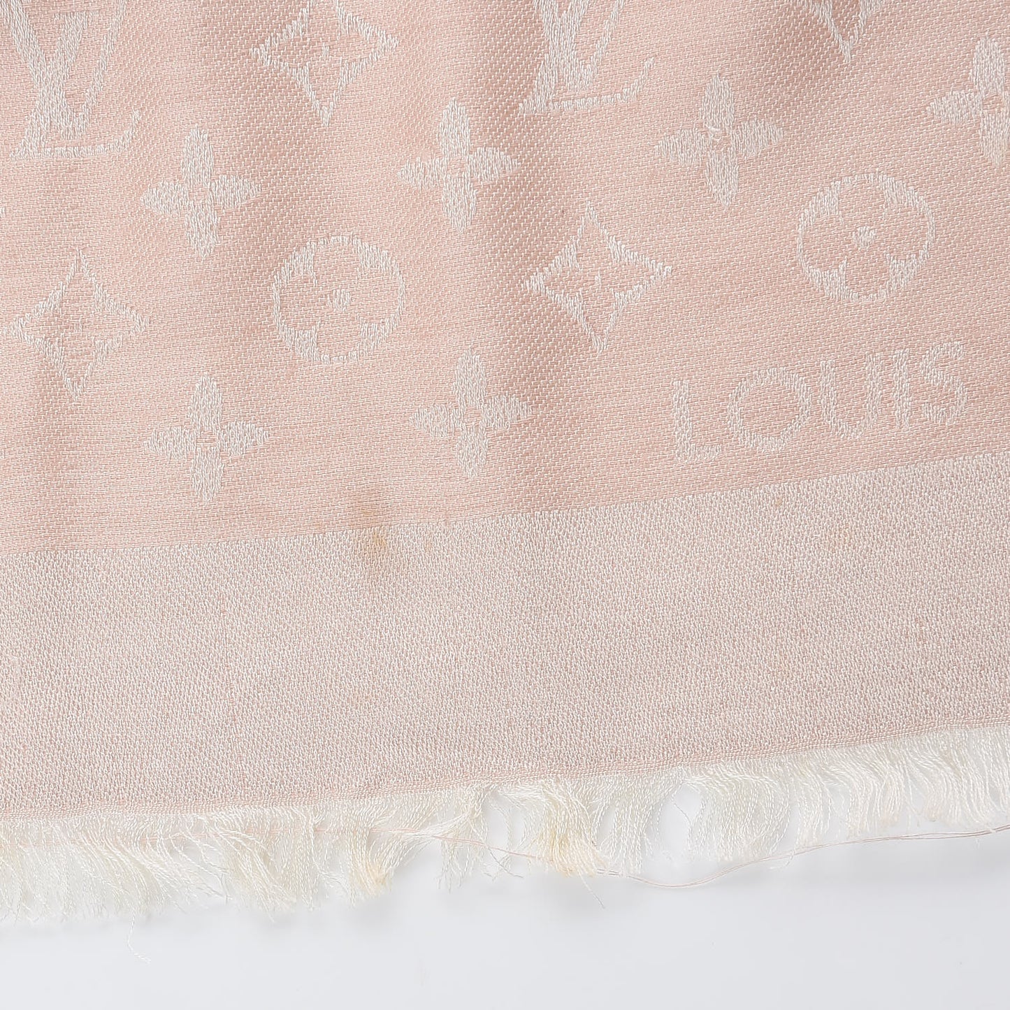 Silk Wool Monogram Shawl Rose