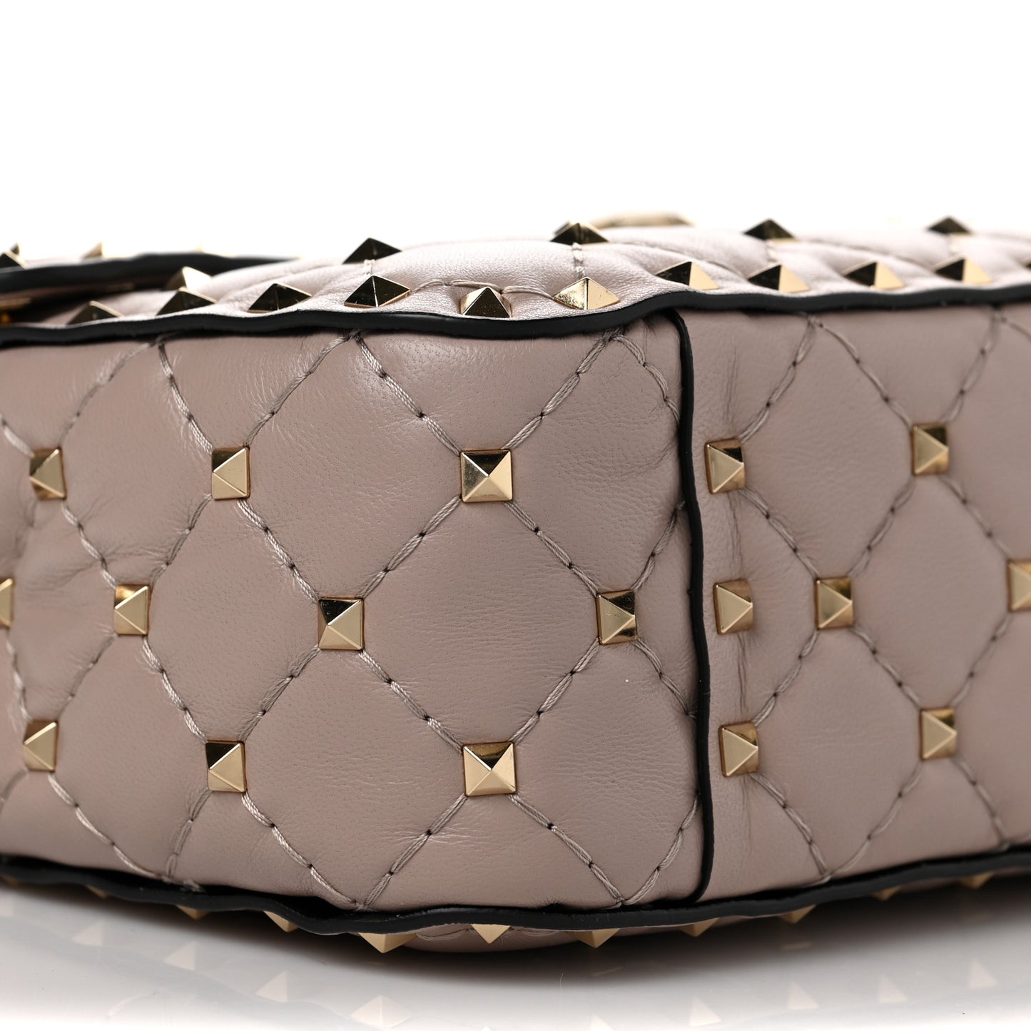 Lambskin Medium Rockstud Spike Shoulder Bag Poudre