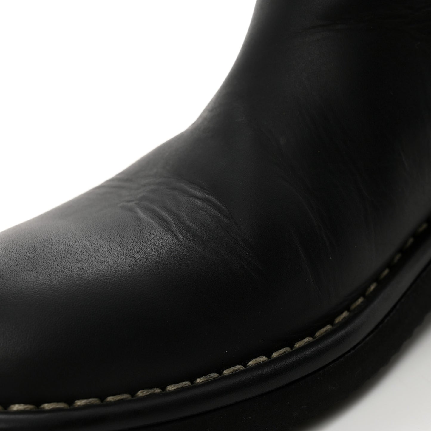 Oily Calfskin Star Quilted Biker Boots 39.5 Black