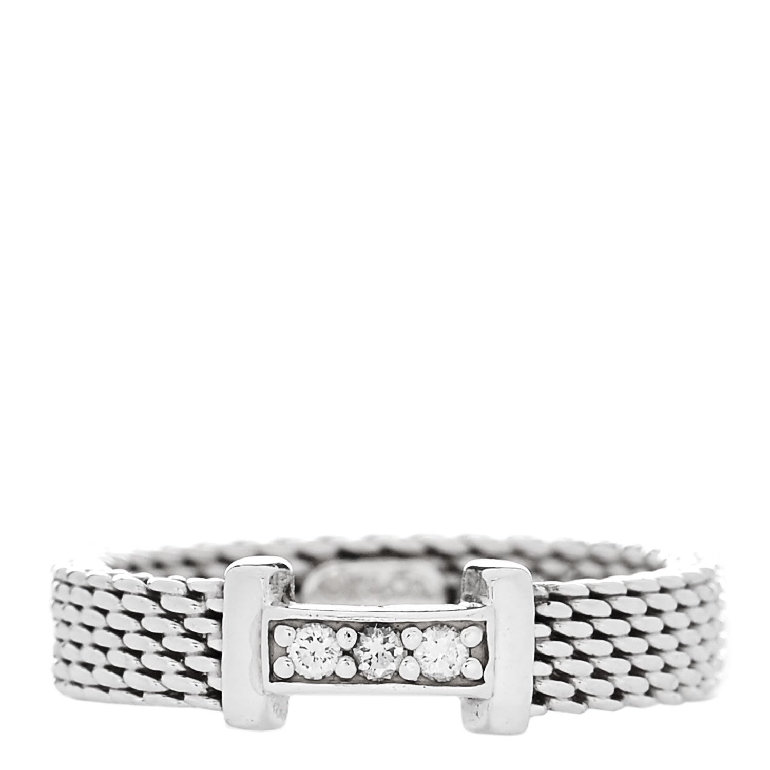 Tiffany Sterling Silver Diamond Somerset Mesh Band Ring 44 3 1 of 4
