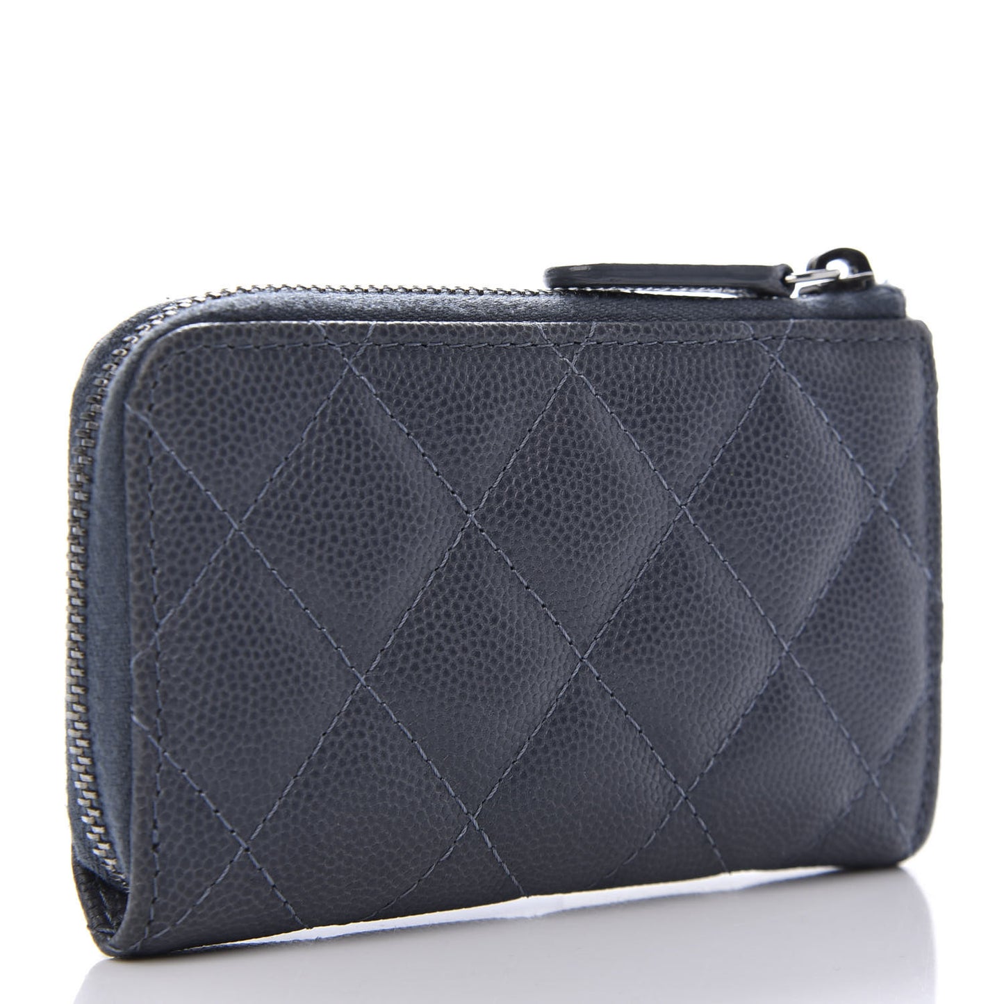 Caviar Quilted Key Holder Case Grey