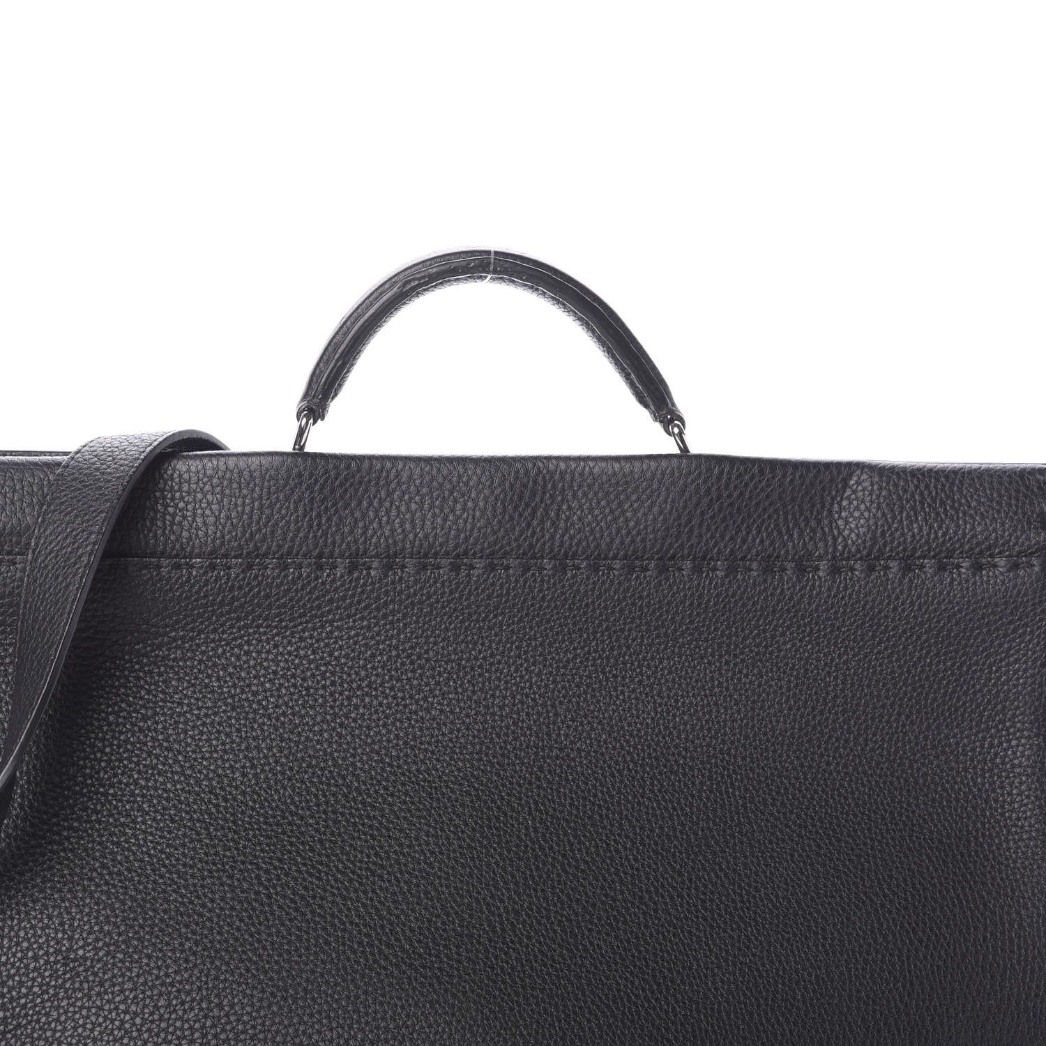 Fendi Cuoio Romano Selleria Monster Eyes Inlay Large Mens Peekaboo Iconic Essential Satchel Black Sunflower 11 of 13