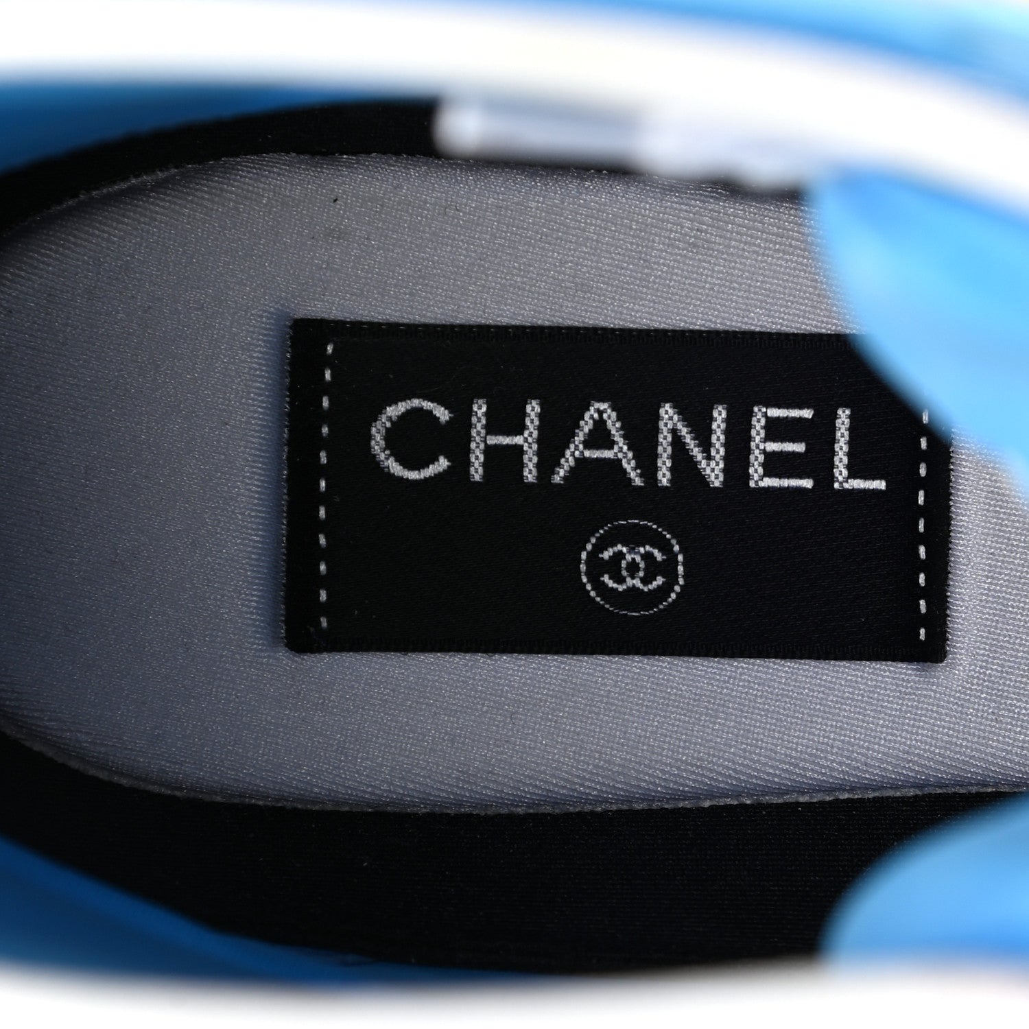 Chanel Suede Calfskin Lambskin High Top CC Sneakers 40 White Blue 7 of 9