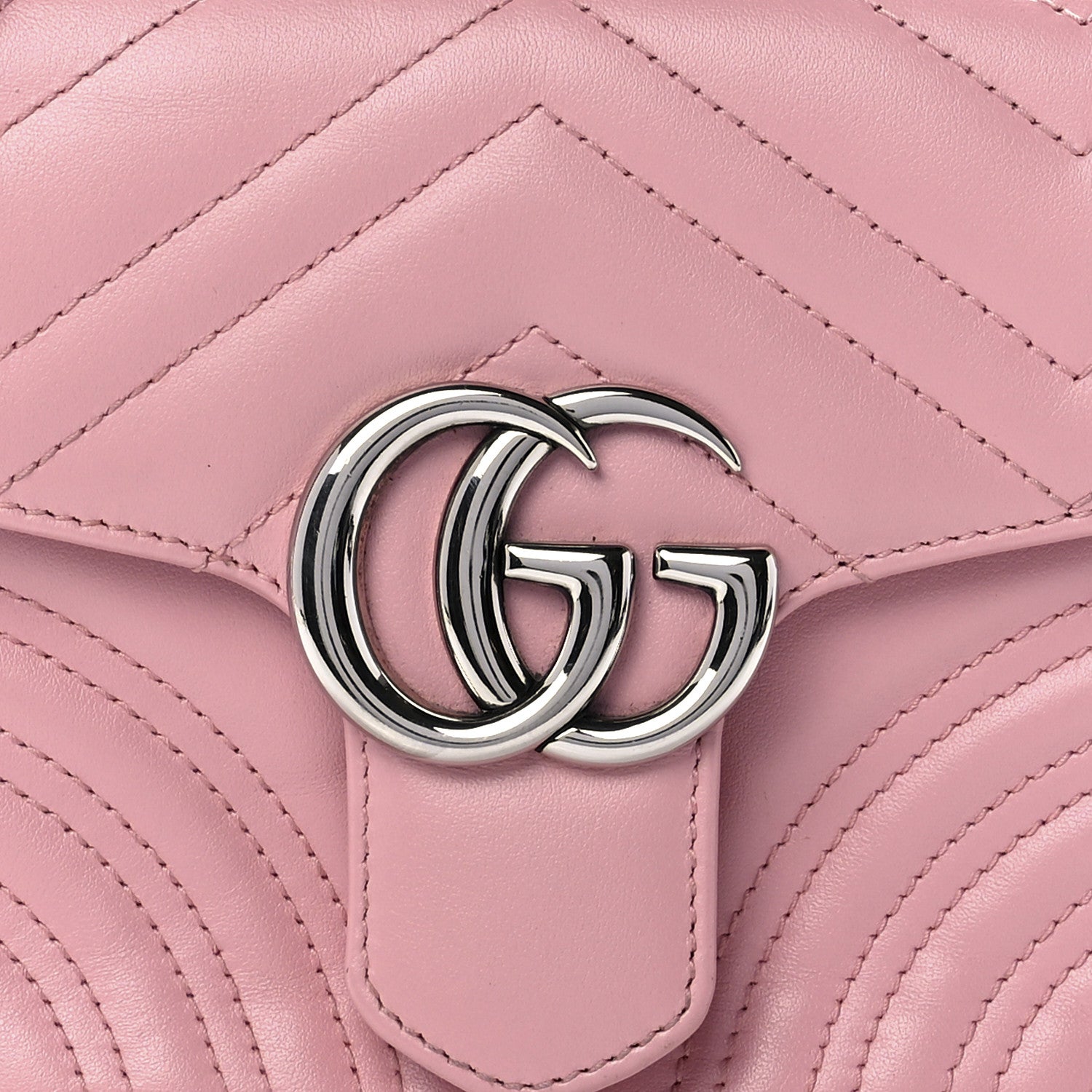 Gucci Calfskin Matelasse Mini GG Marmont Top Handle Shoulder Bag Wild Rose 9 of 12
