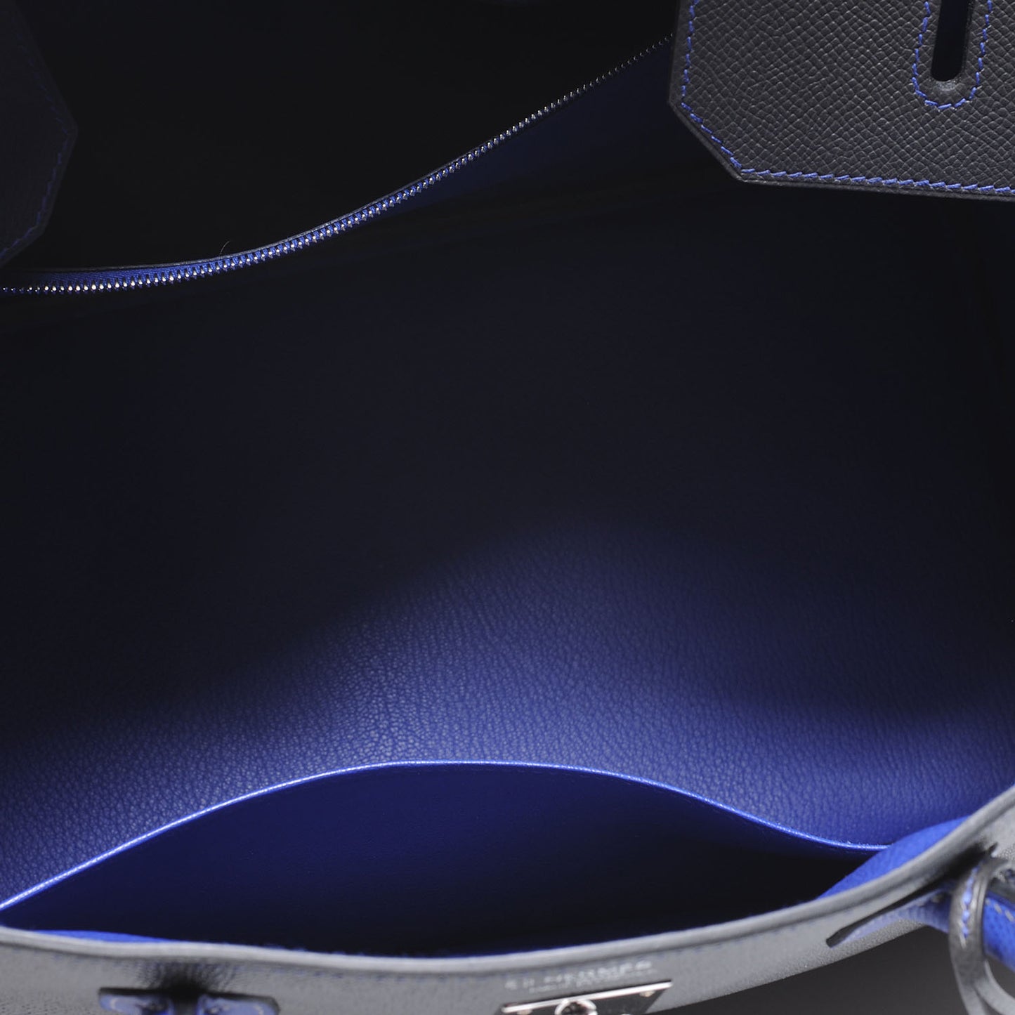 Epsom Special Order Horseshoe Bi-Color Birkin 40 Graphite and Bleu Electric