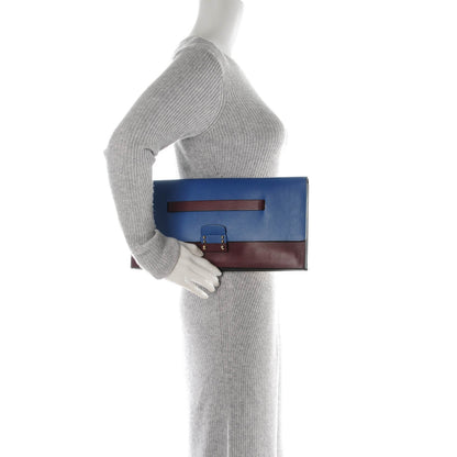 Valentino Garavani Calfskin Colorblock Mime Clutch Ruby Marine 2 of 9