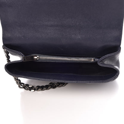 Saint Laurent Sheepskin Matelasse Chevron Monogram Medium College Bag Deep Marine 4 of 27