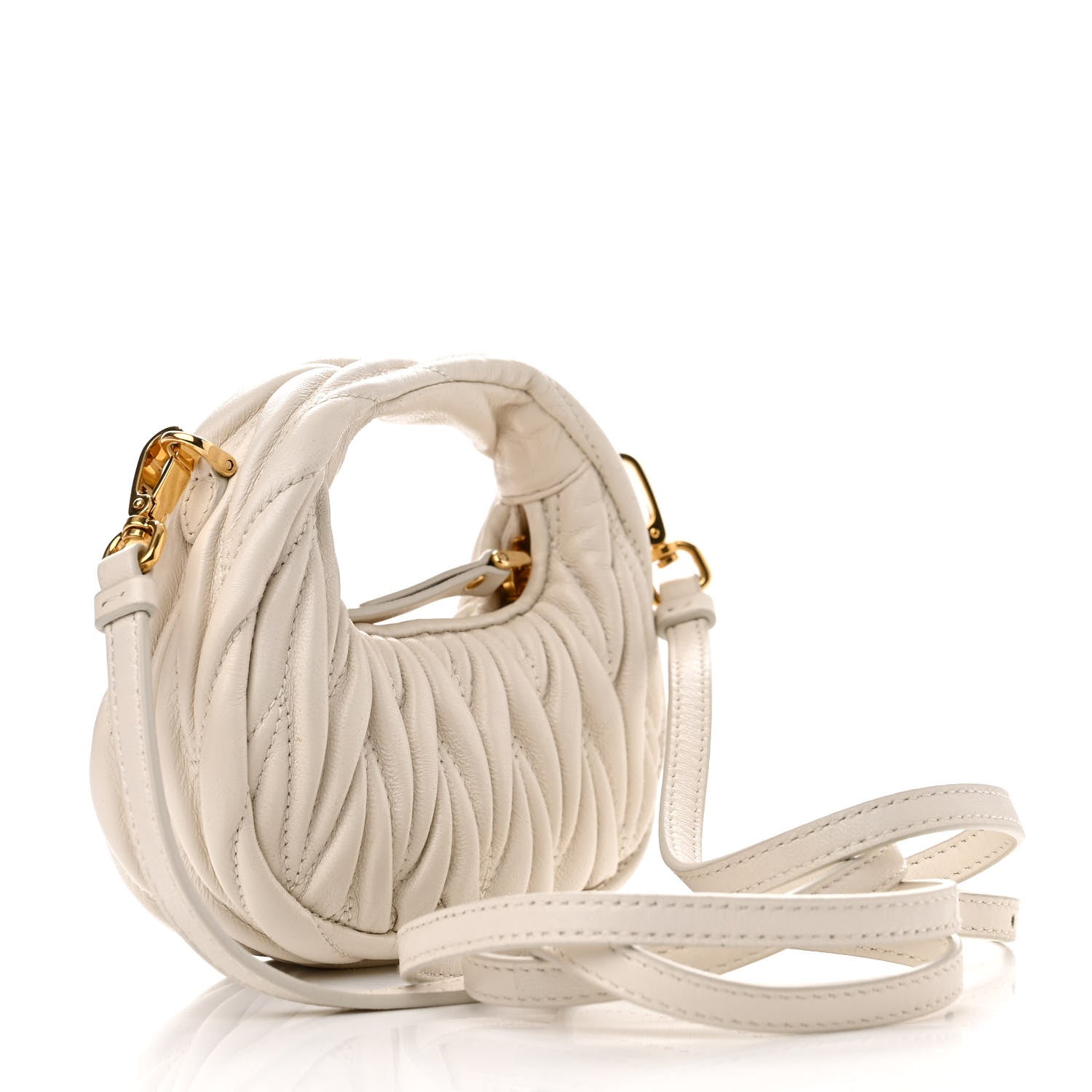 Miu Miu Nappa Matelasse Micro Wander Hobo White 3 of 10
