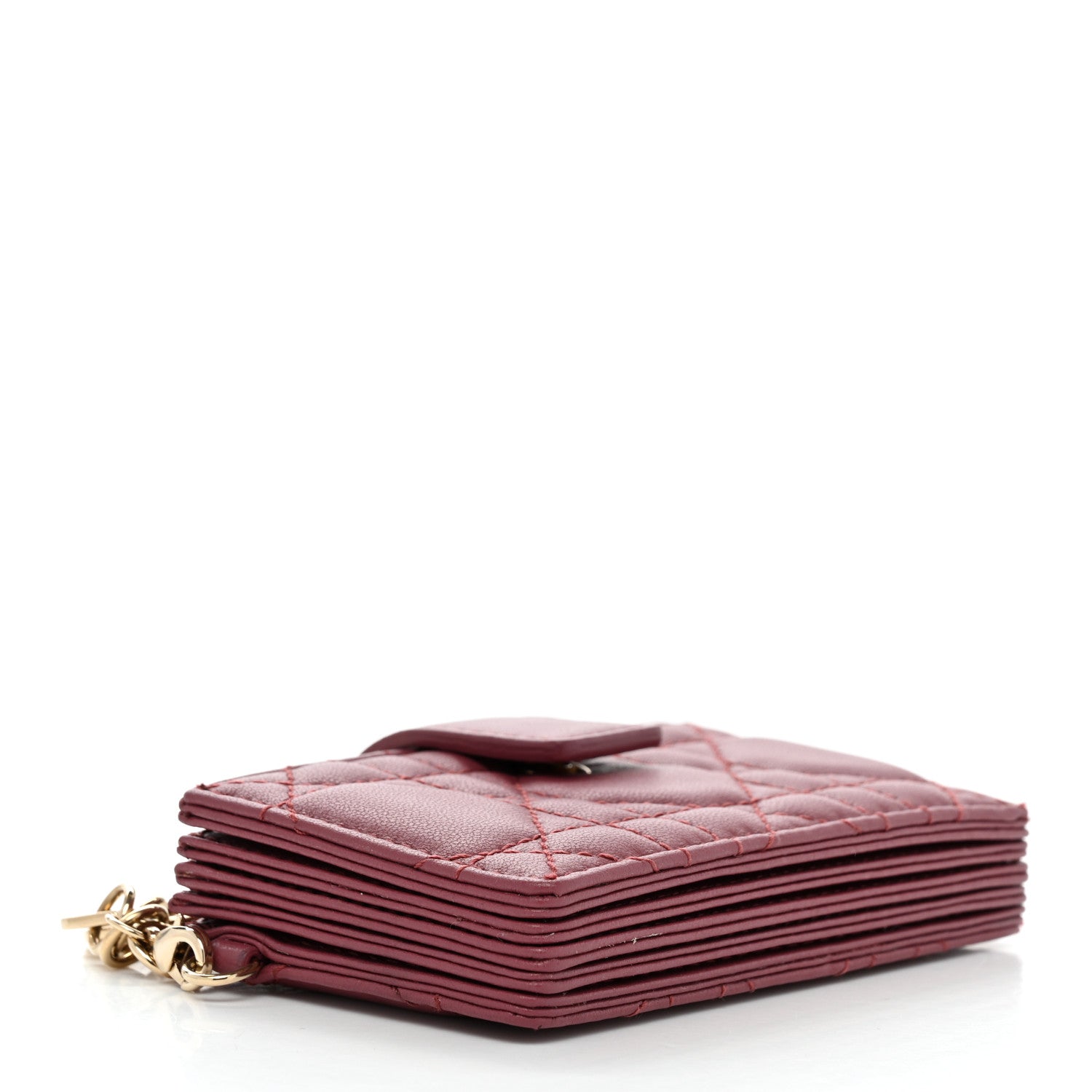 Christian Dior Lambskin Cannage Lady Dior 5-Gusset Card Holder Strawberry Pink 4 of 7