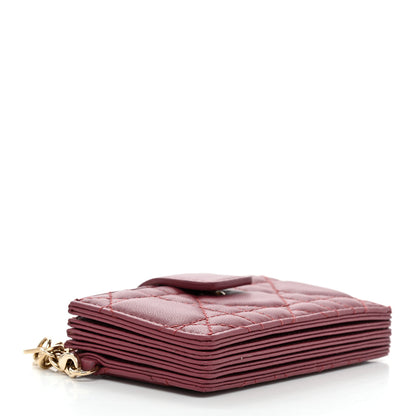 Christian Dior Lambskin Cannage Lady Dior 5-Gusset Card Holder Strawberry Pink 4 of 7