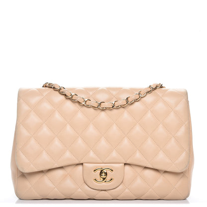 Chanel Lambskin Quilted Jumbo Single Flap Beige 1 of 19