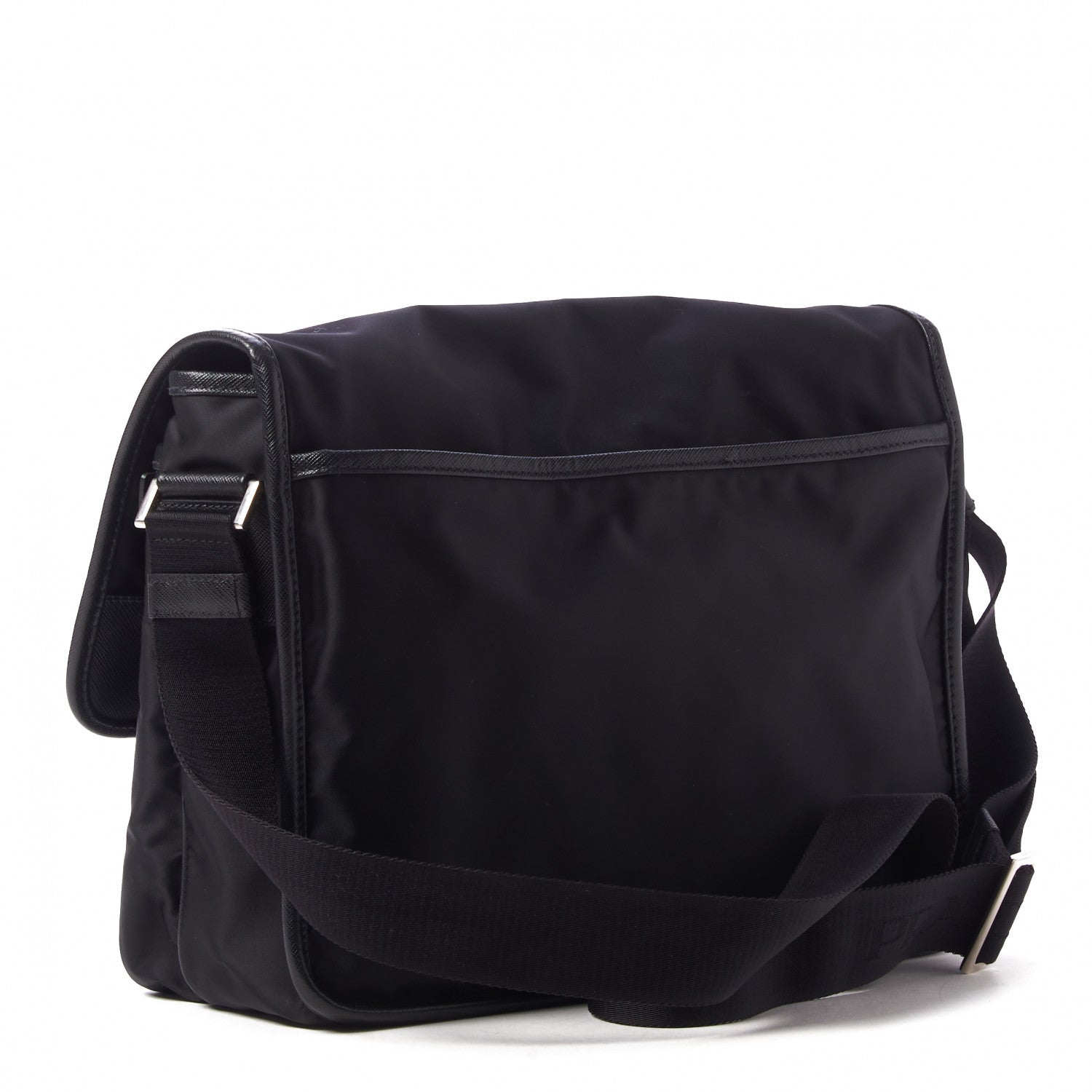 Prada Tessuto Nylon Saffiano Logo Messenger Bag Black 2 of 8