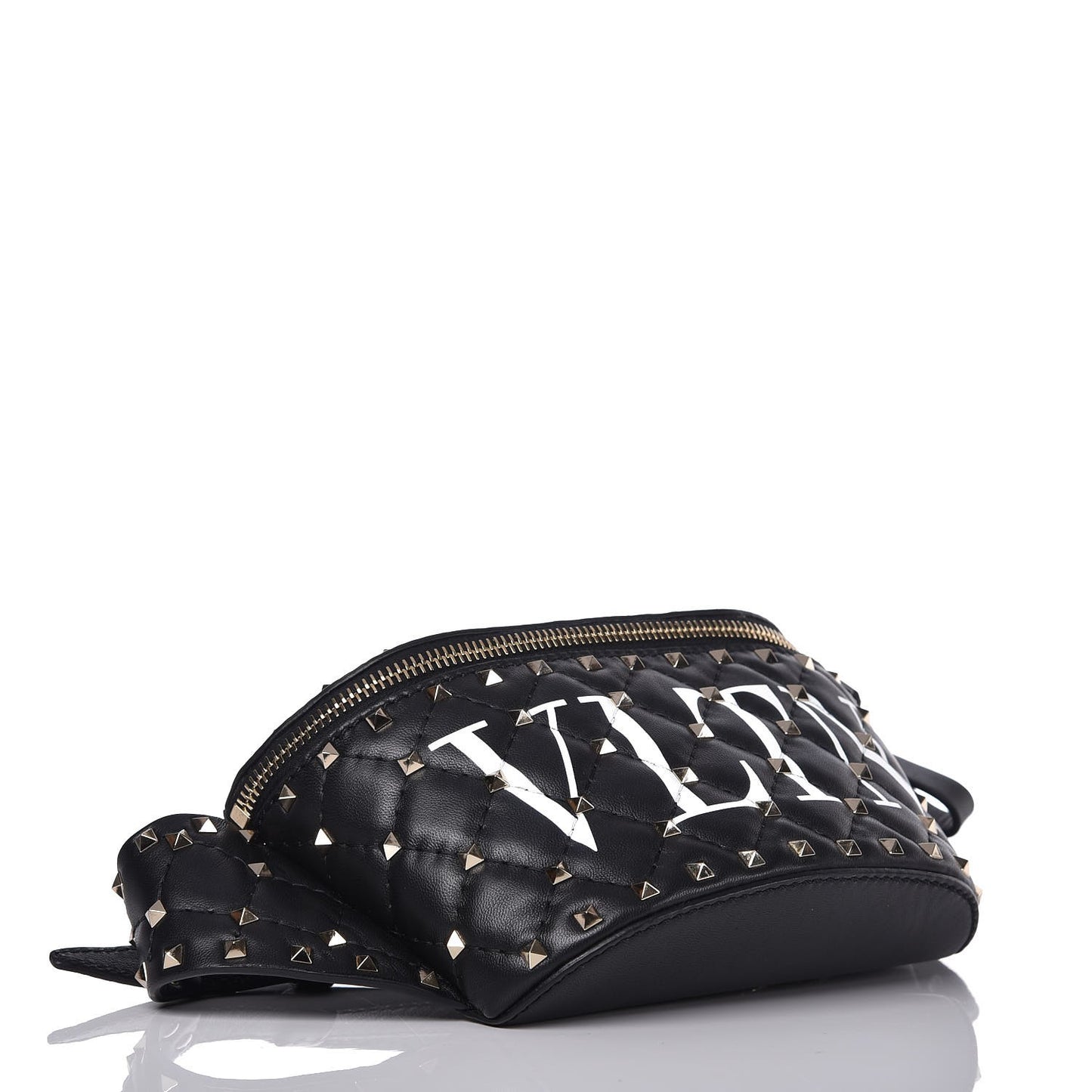 Lambskin VLTN Rockstud Spike It Belt Bag 95 Black White