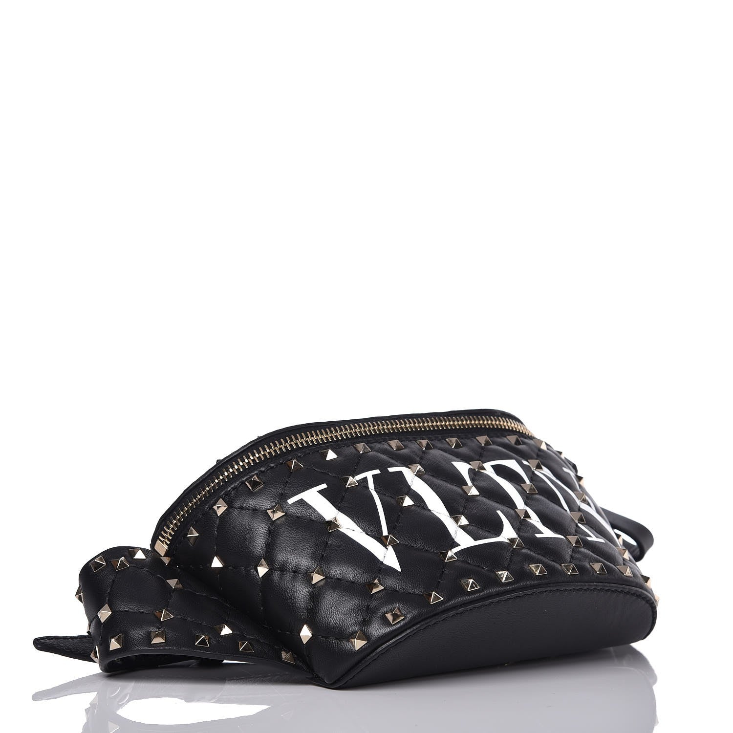 Valentino Garavani Lambskin VLTN Rockstud Spike It Belt Bag 95 Black White 4 of 6
