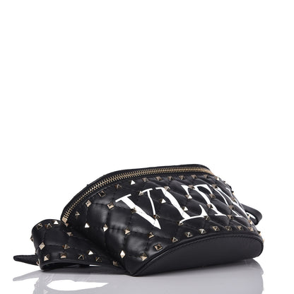 Valentino Garavani Lambskin VLTN Rockstud Spike It Belt Bag 95 Black White 4 of 6