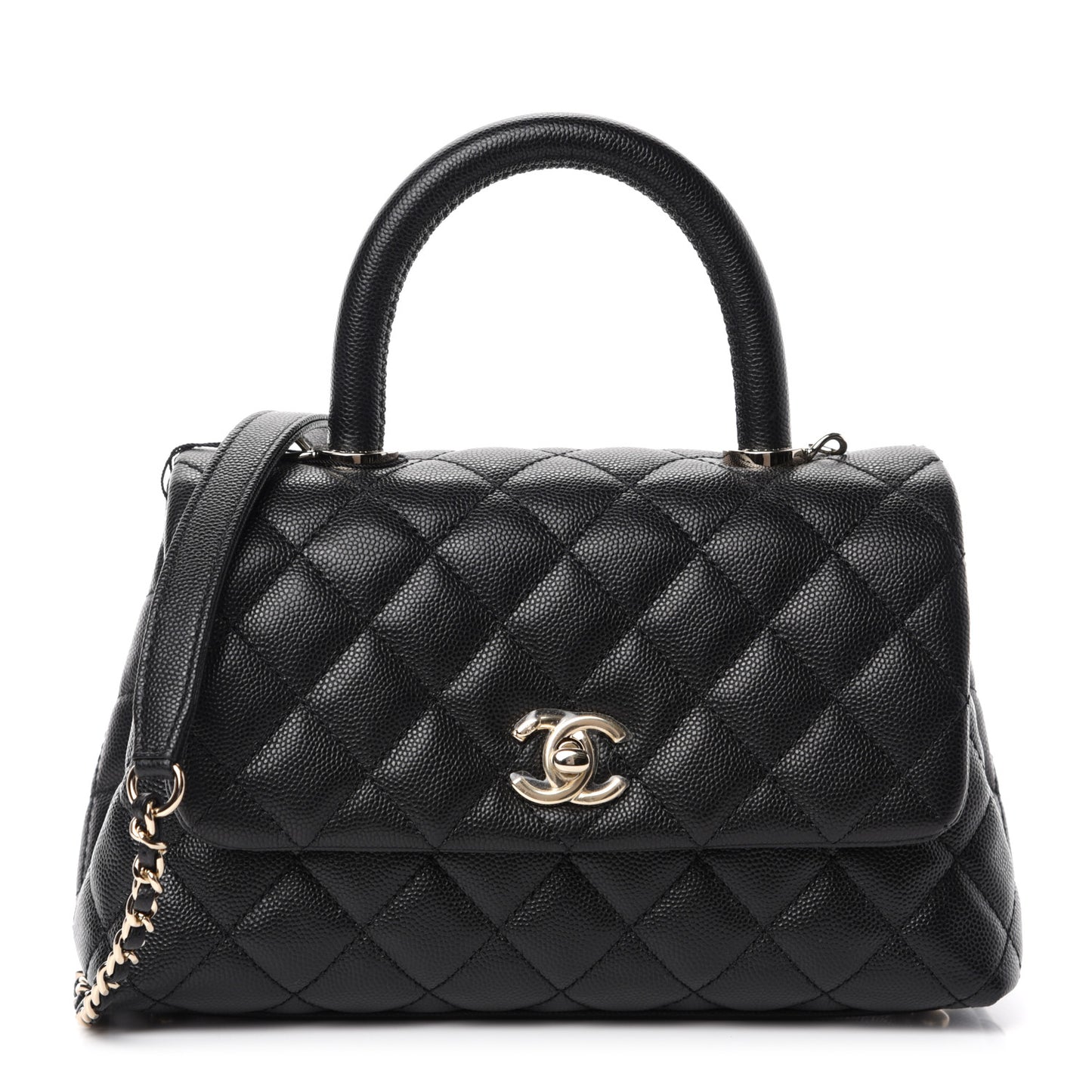 Caviar Quilted Mini Coco Handle Flap Black