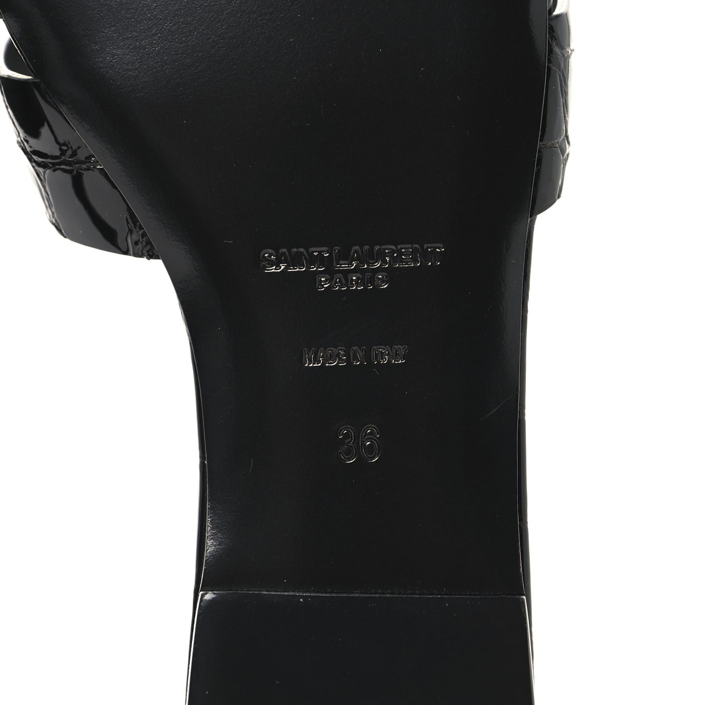 Patent Croc Embossed Tribute 05 Slide Sandals 36 Black