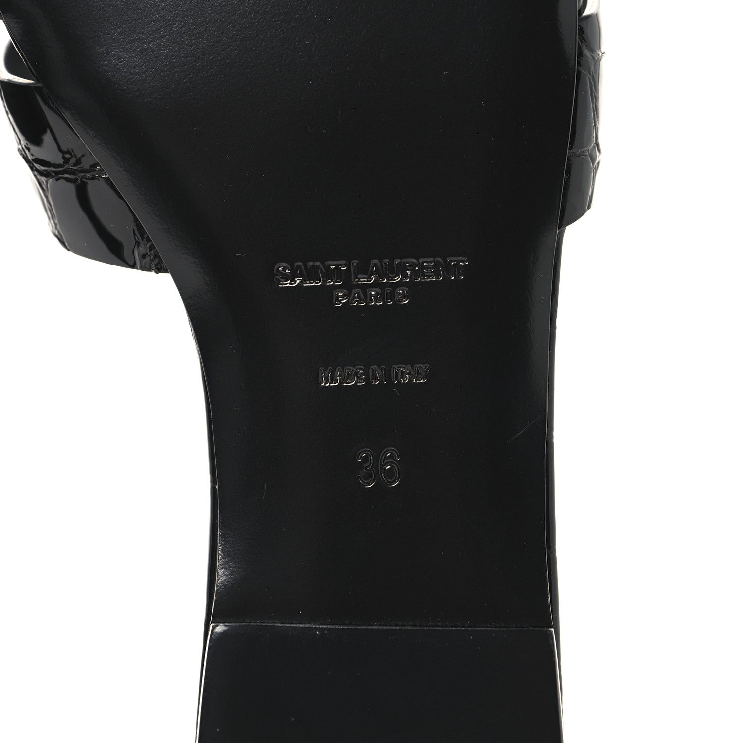 Saint Laurent Patent Croc Embossed Tribute 05 Slide Sandals 36 Black 8 of 10