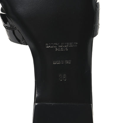 Saint Laurent Patent Croc Embossed Tribute 05 Slide Sandals 36 Black 8 of 10