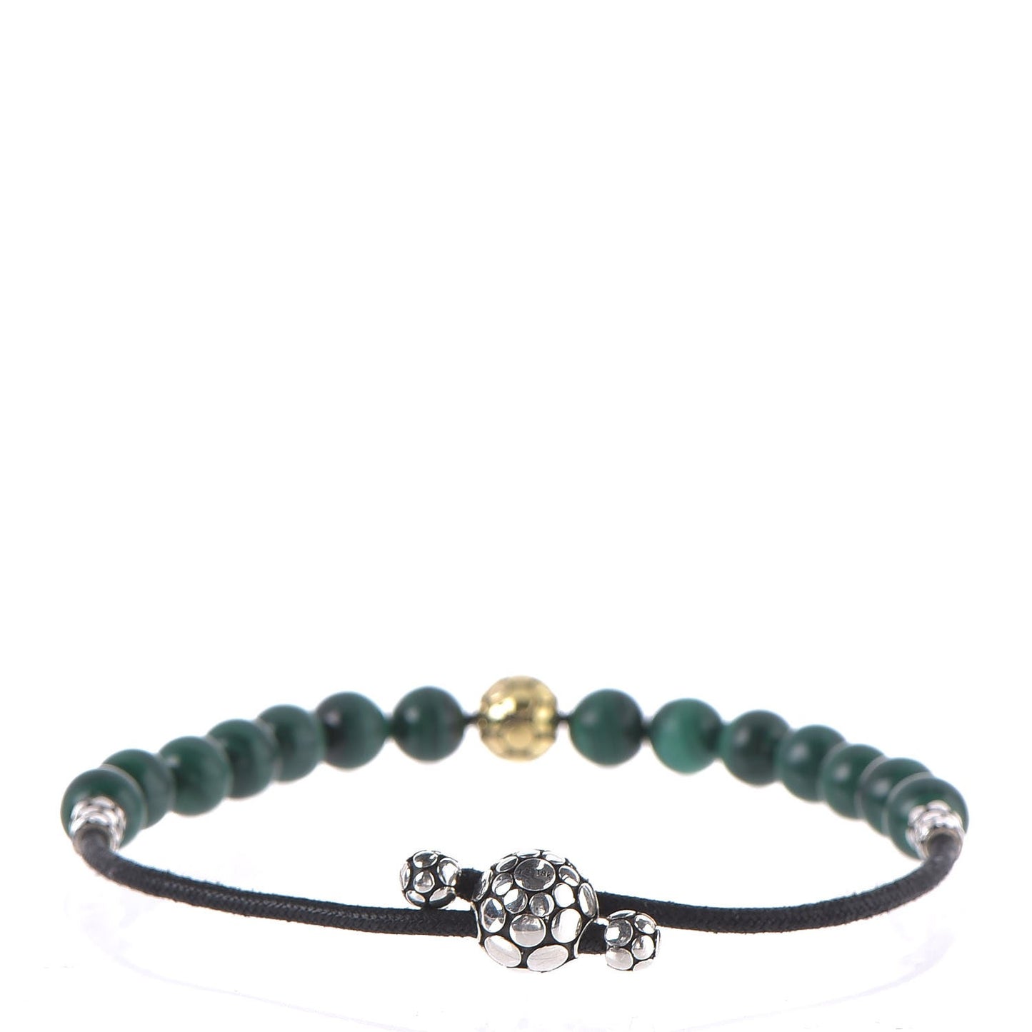 Sterling Silver 18K Yellow Gold Malachite Dot Bead Bracelet