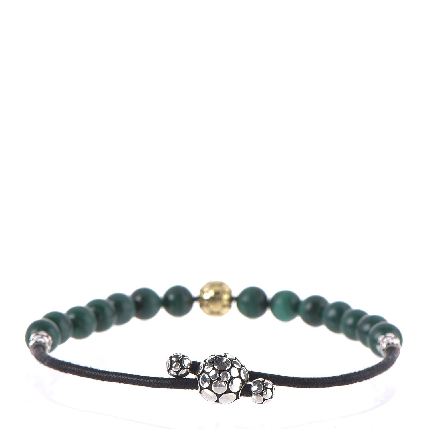 John Hardy Sterling Silver 18K Yellow Gold Malachite Dot Bead Bracelet 3 of 5