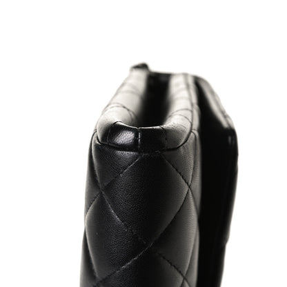 Chanel Lambskin Quilted Clutch With Chain Flap Black 12 of 13