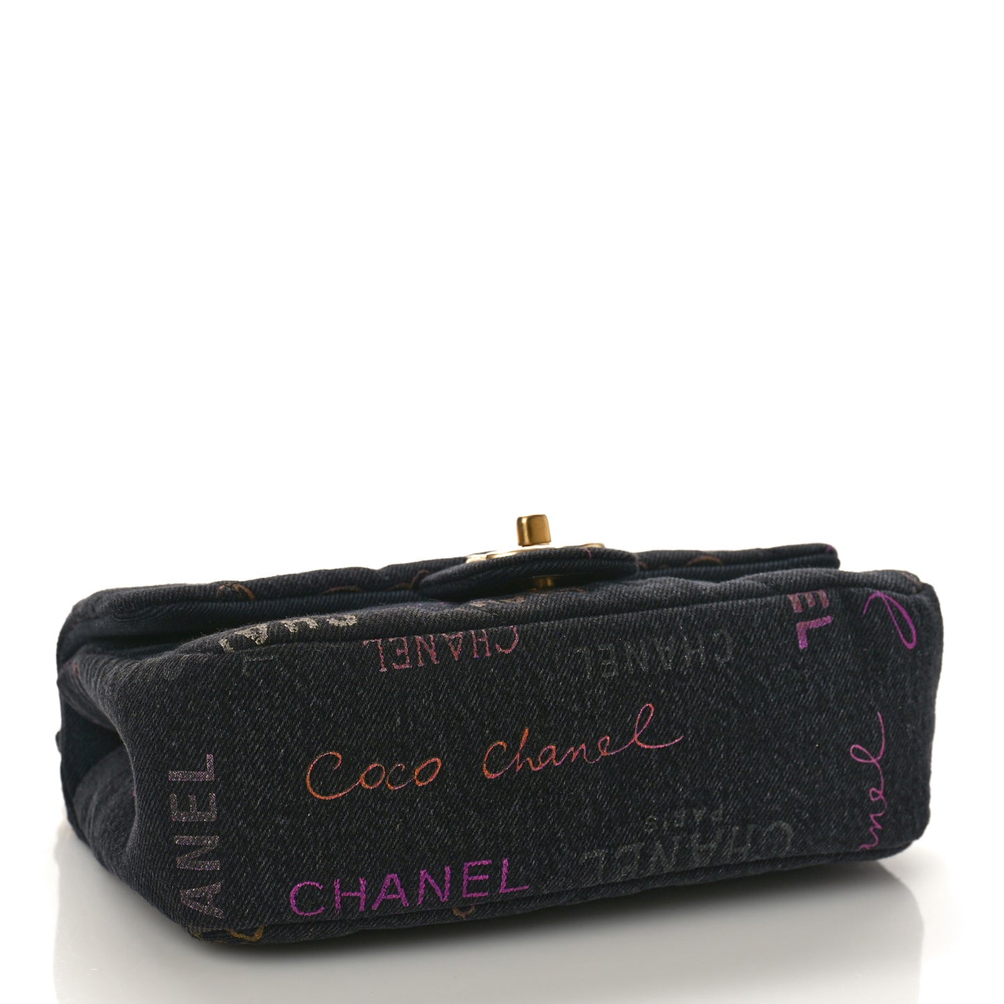 Denim Quilted Denim Mood Mini Rectangular Flap Black Multicolor