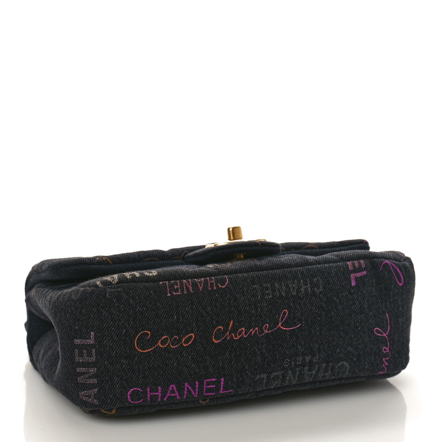 Chanel Denim Quilted Denim Mood Mini Rectangular Flap Black Multicolor 4 of 9
