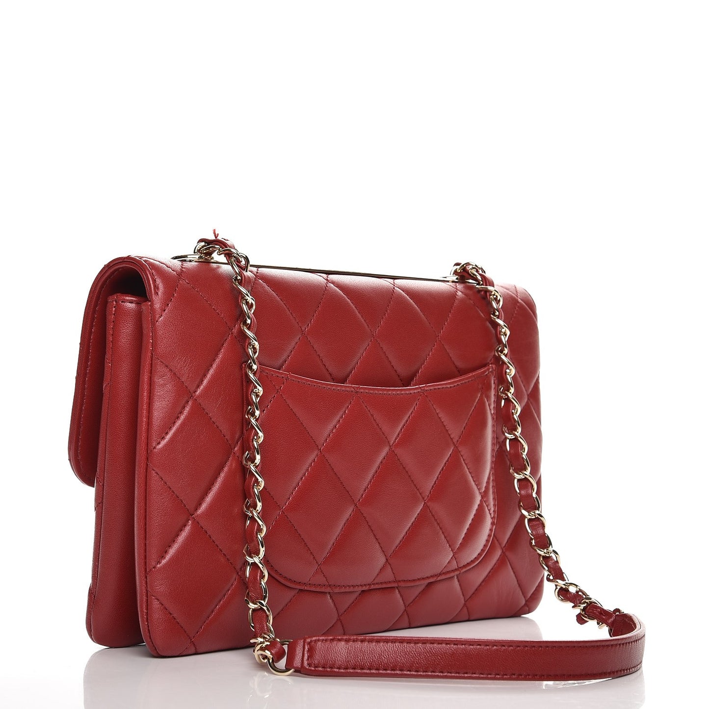 Lambskin Quilted Medium Trendy CC Flap Red