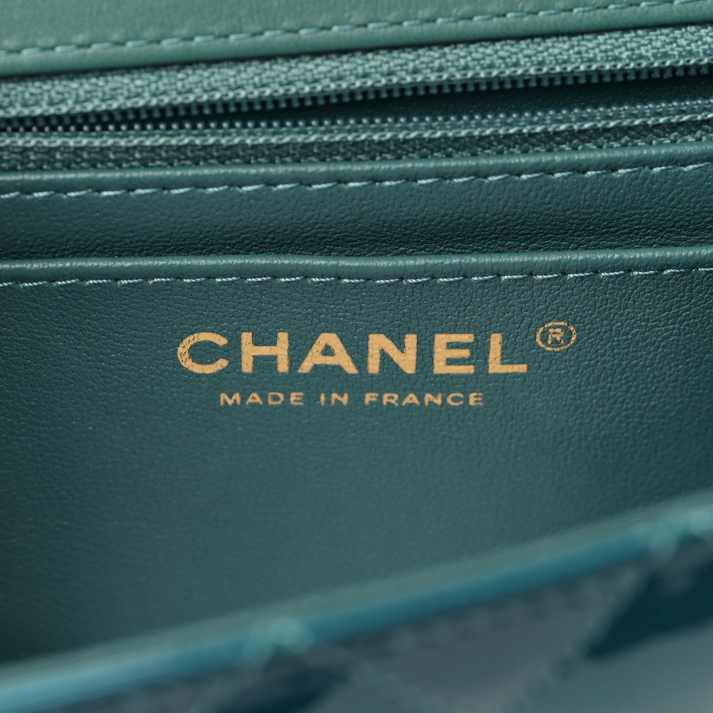 Shaded Patent Calfskin Quilted Mini Rectangular Flap Green Blue