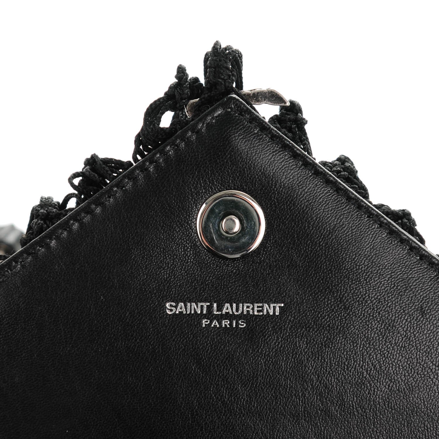 Saint Laurent Calfskin Crochet Baby Monogram Chain Satchel Black 6 of 8