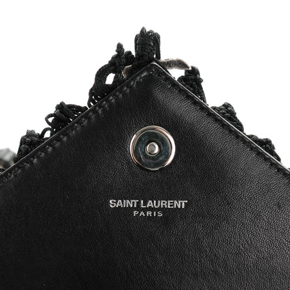 Saint Laurent Calfskin Crochet Baby Monogram Chain Satchel Black 6 of 8
