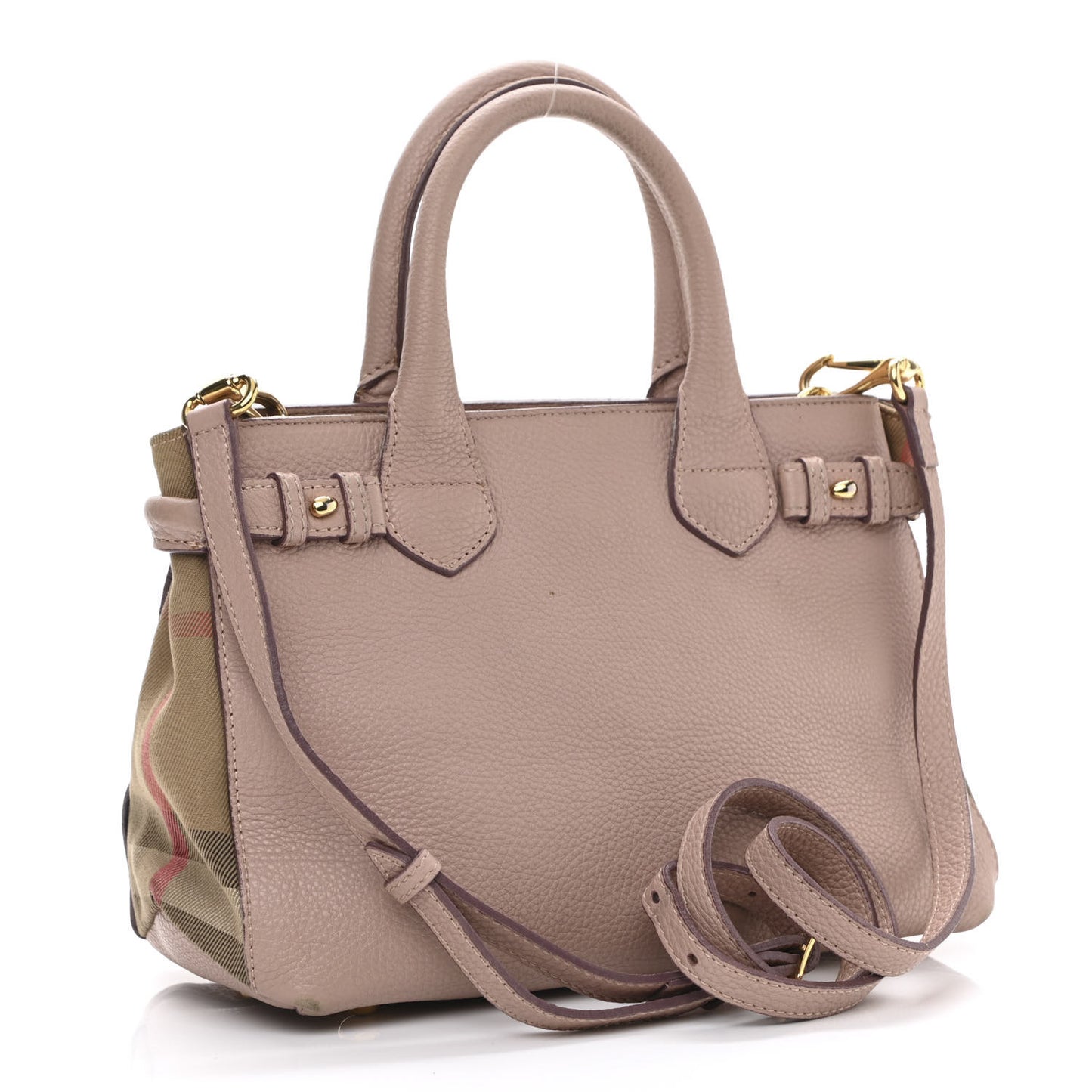 Grainy Calfskin House Check Small Banner Tote Nude Blush