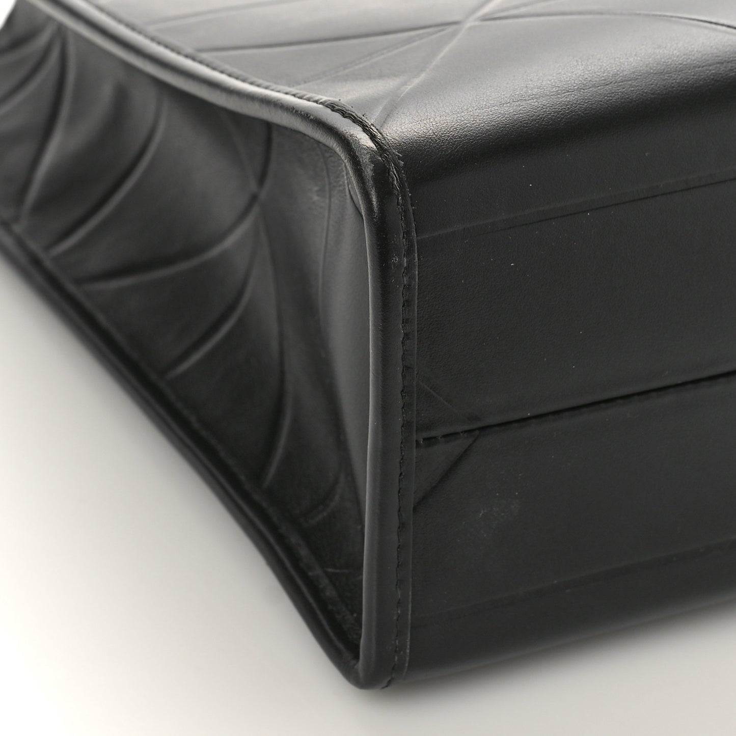 Soft Calfskin Triangolo Symbole Embossed Medium Tote Black